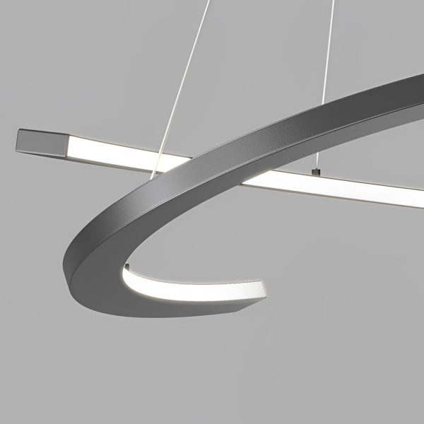 2 Semi-circular Creative LED 3 Step Dimming Black Modern Chandelier - Image 6