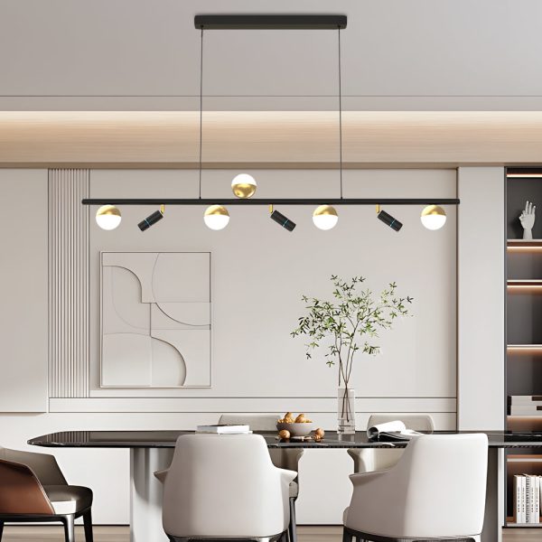 Long Strip LED Three Step Dimming Nordic Spotlight Dining Room Chandelier - Image 2