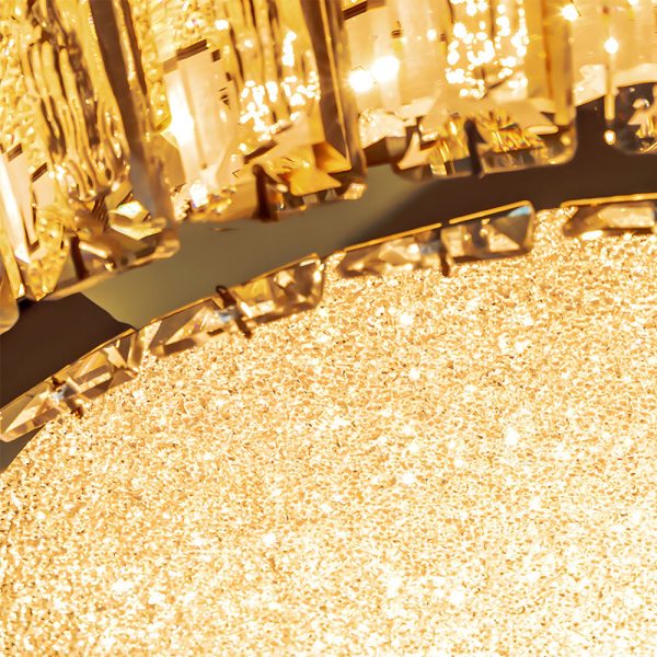 Quicksand Drum Crystal Chandelier Flush Mount Titanium Gold Ceiling Light - Image 5