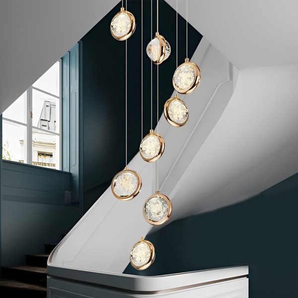 Global Crystal Cluster Adjustable Luxury Staircase Modern Long Chandelier - Image 2