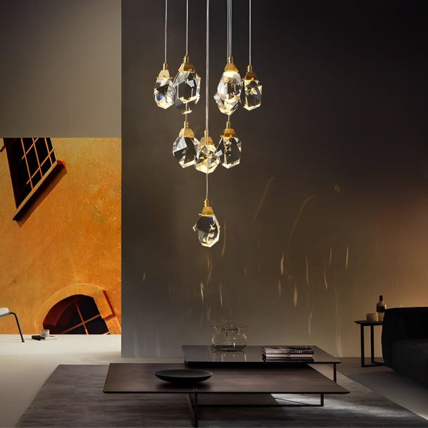 Spiral Crystal Electroplating Metal Modern Duplex Staircase Chandelier - Image 5