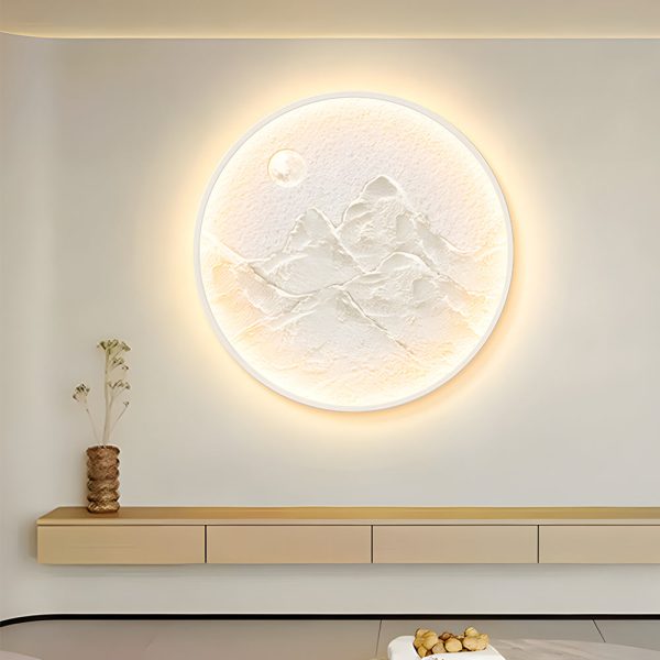 Nordic Moon Wall Sconce - Round Mountain Moon Decorative Painting Lamp - Image 4