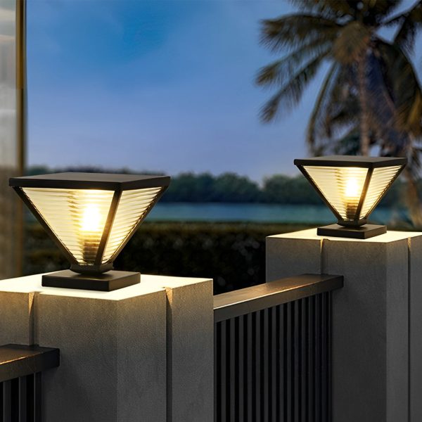 Simple Geometric Shape Waterproof Black Modern Solar Fence Post Lights - Image 4