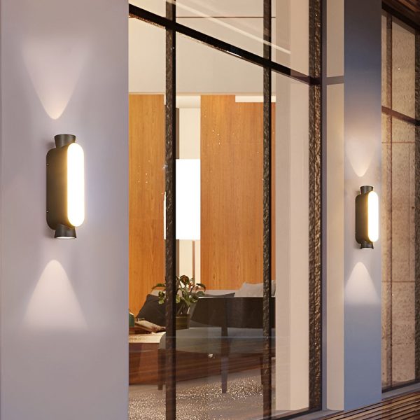 Waterproof LED Up and Down Lights Black Modern Outdoor Wall Sconce Lighting - Image 2