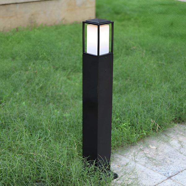 31.49 In. H Aluminum Black Bollard Lights Square Outdoor Path Lights - Image 3