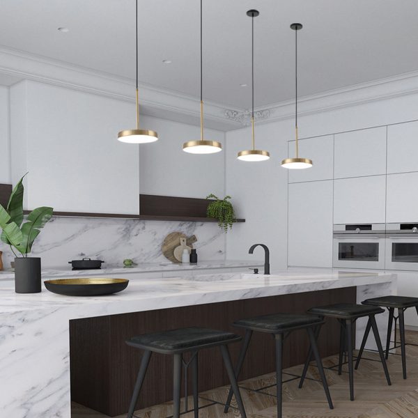 Ultra-thin Round Minimalist LED Nordic Pendant Light Kitchen Island Lighting - Image 4