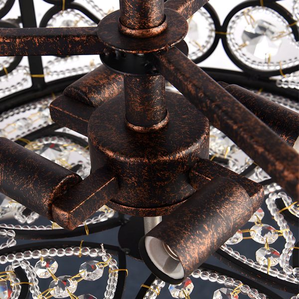 American 13 in. Drum Bronze Crystal Flush Mount Ceiling Lights - Image 5