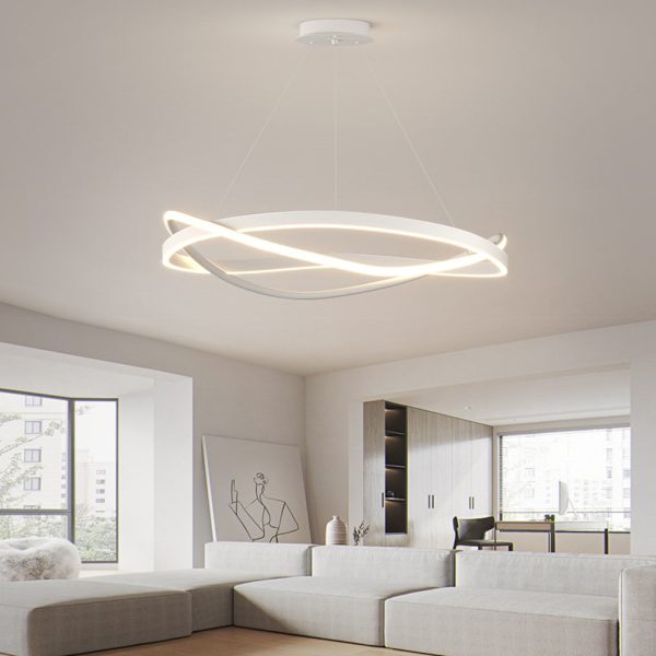 Circular Wave Rings Three Step Dimming Minimalist Nordic Chandelier - Image 2