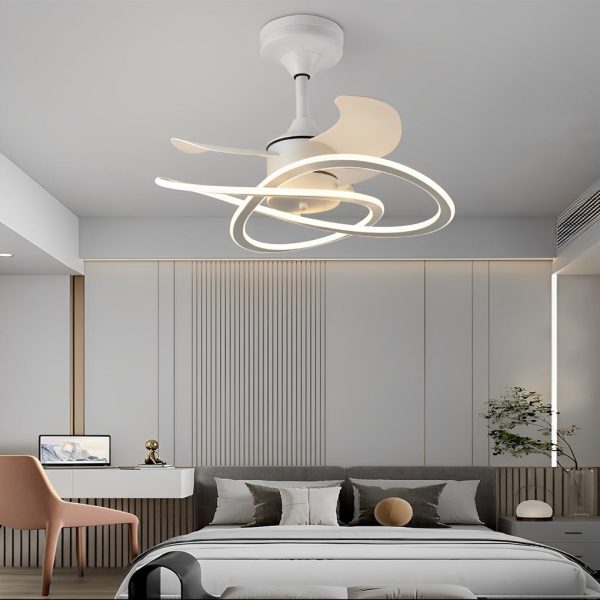 Waves Flower LED Mute Timing Creative Nordic Bladeless Ceiling Fans - Image 5