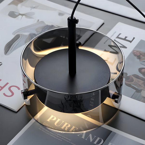 Short Cylinder Glass 3 Step Dimming LED Smoke Gray Nordic Pendant Lights - Image 5