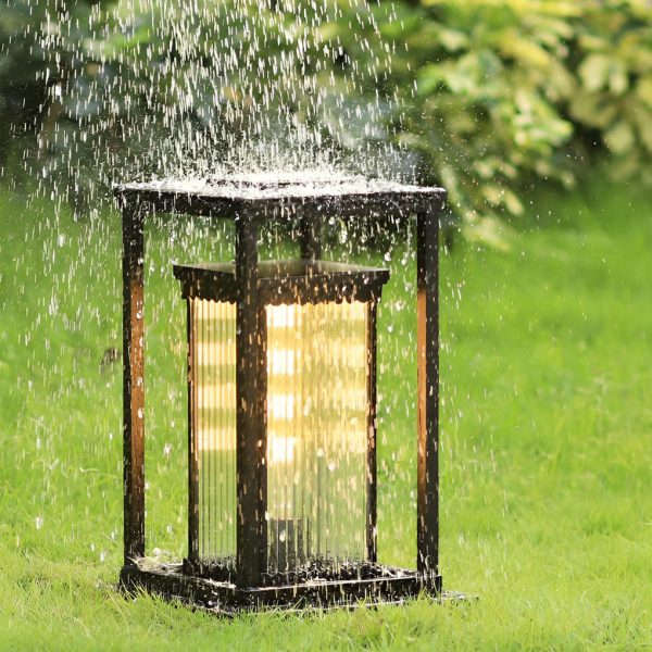 Square Waterproof Intelligent Light Control Black Solar Lawn Lights - Image 3
