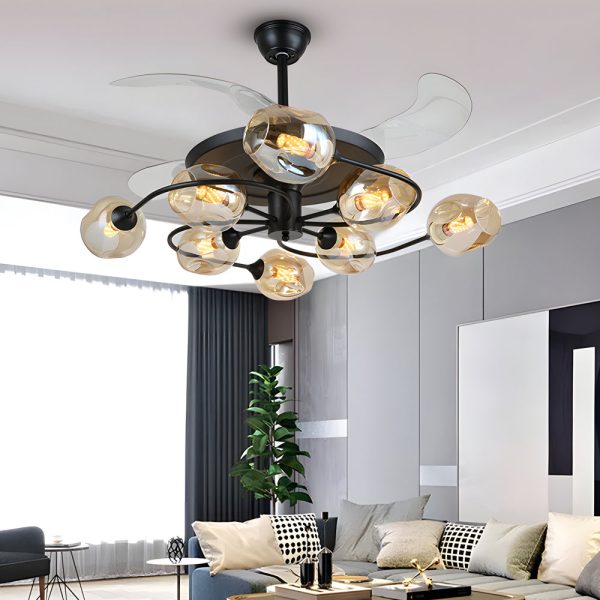 41-in 4 Blades Ceiling Fan Lights with 6/8-Light Glass Shades, Remote Control - Image 3