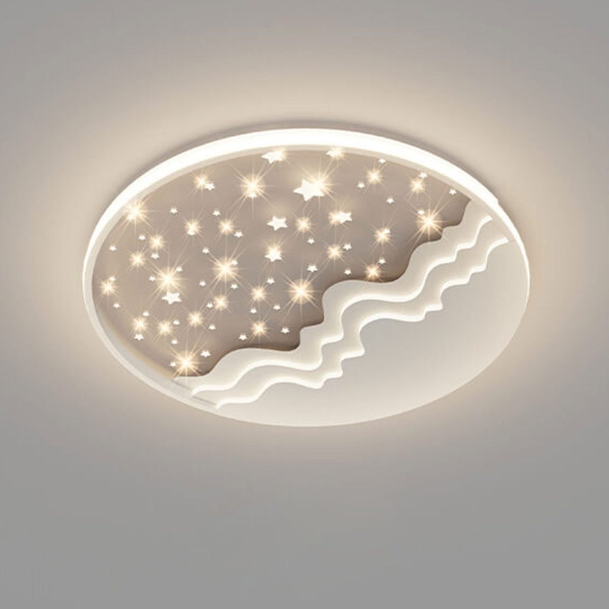 Nordic Creative Star Moon Round Aluminum LED Flush Mount Ceiling Light - Image 6