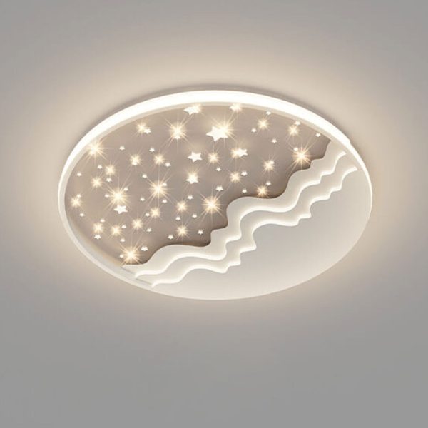 Nordic Creative Star Moon Round Aluminum LED Flush Mount Ceiling Light - Image 6