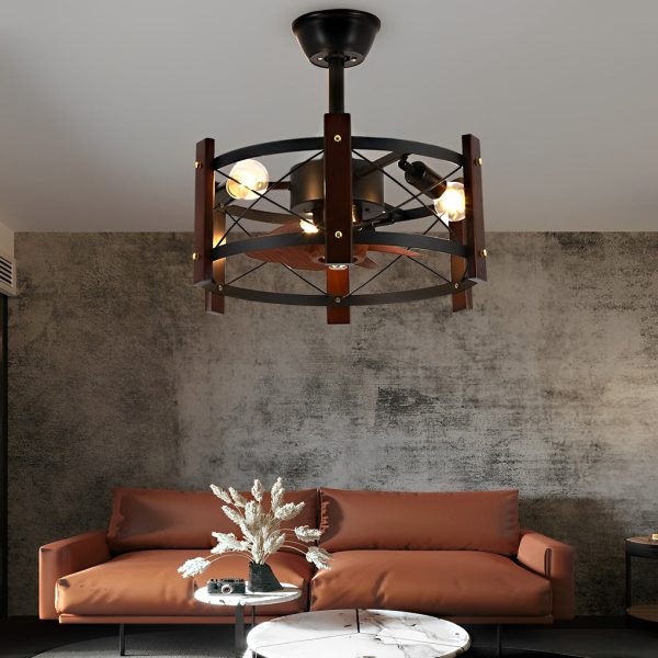 Retro Metal Black American Style Bladeless Ceiling Fans with Chandelier - Image 4