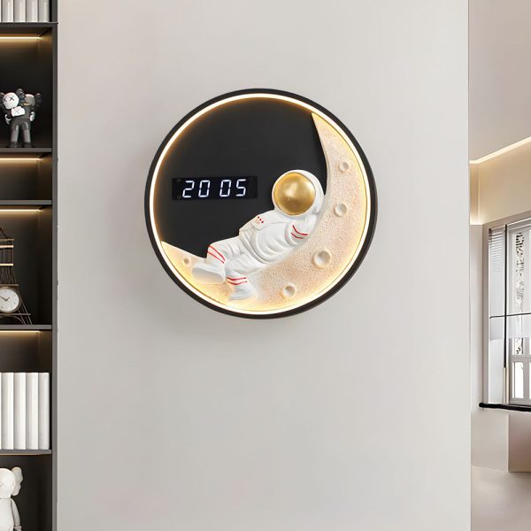 Moon LED Wall Light Wall Digital Clock Astronaut Decor 3 Color Wall Lamp - Image 4