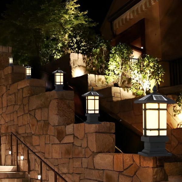 Waterproof Dimming with Remote Black Vintage Solar Fence Post Lights - Image 5