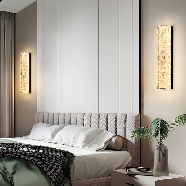 Modern Brass 1-Light LED Wall Sconces Rectangle Wall Light in Ice Resin - Image 4