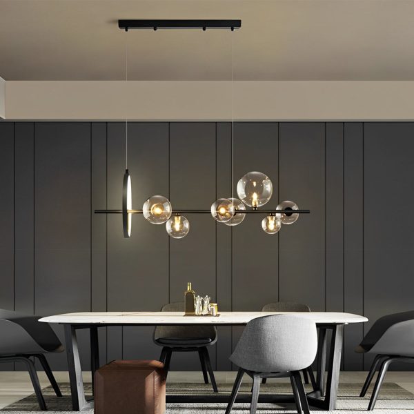 Circular Glass Bubbles LED Black Nordic Dining Room Chandeliers Light - Image 7