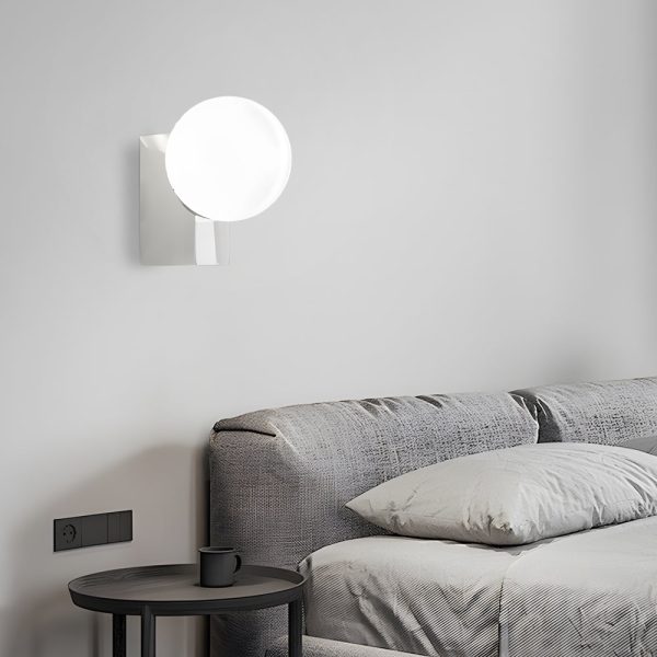 Cream White Glass Ball LED Wall Light with Dimmable Feature - Image 2
