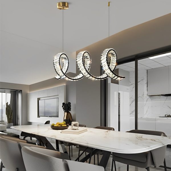 Creative Crystal Waves 3 Step Dimming LED Modern Dining Room Chandeliers - Image 2