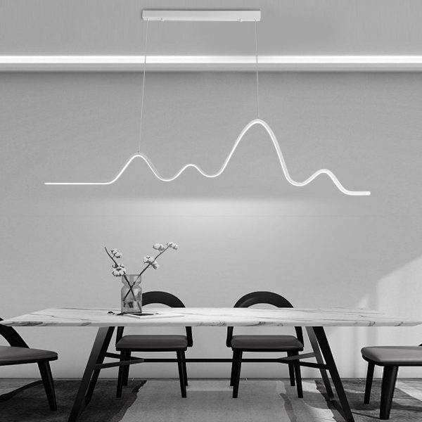 Minimalist Wave Line Strip Three Step Dimming LED Nordic Chandelier Light - Image 4