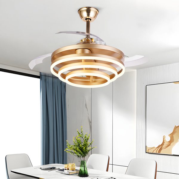 Modern 41" Retractable Ceiling Fan with LED Lights and Remote Control - Image 2