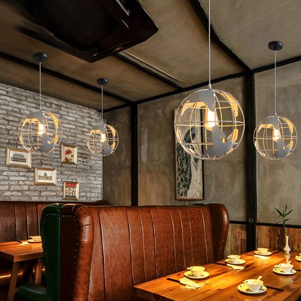 Creative Iron Globe Decorative Retro Industrial Style Chandelier Light - Image 2