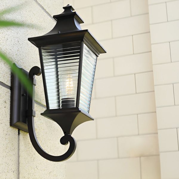 Retro Waterproof Creative Stripes Glass Shade Modern Outdoor Wall Light - Image 4
