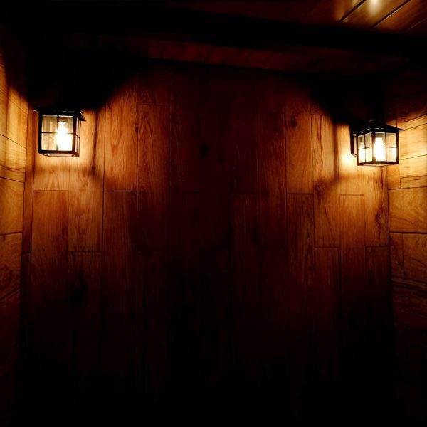 Antique Lantern Shaped Glass Waterproof Black Modern Wall Sconce Lighting - Image 7