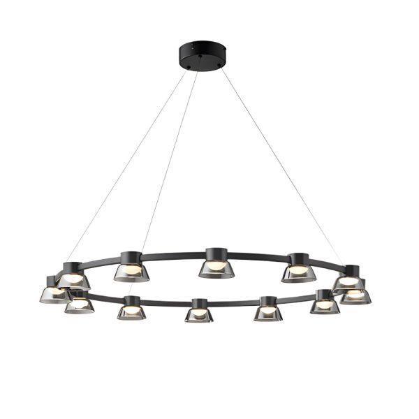 Ring LED Pendant with Smoke Gray Glass Shades - Image 15