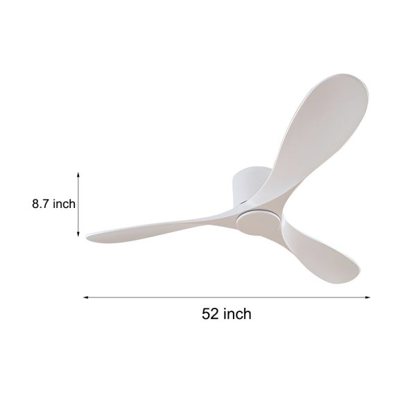 Modern 52-Inch Indoor 3-Blade Low Profile Ceiling Fan - White - Image 5