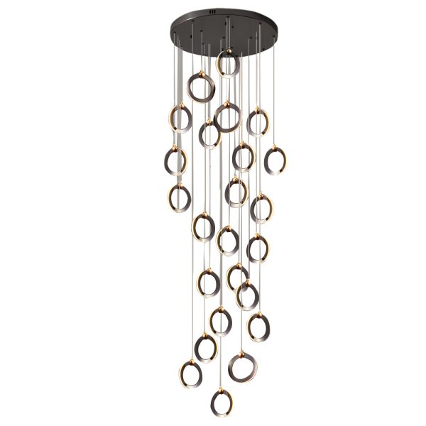 LED Ring Clusters Rotating Staircase Chandelier - Image 15