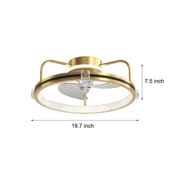Round Mute Three Step Dimming LED Silent Modern Flush Mount Ceiling Fan - Image 5