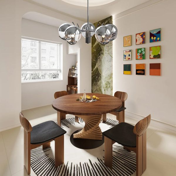 4/5 Lights Glass Globe Ball Electroplating Iron Nordic Chandelier Light - Image 7