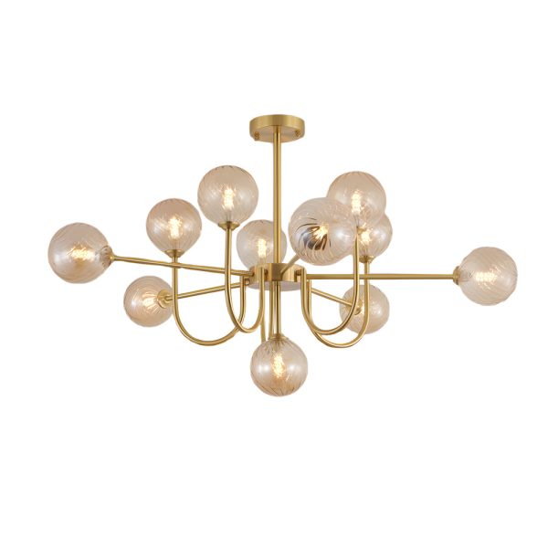 Amber Glass Globe Molecule Chandelier - Image 14