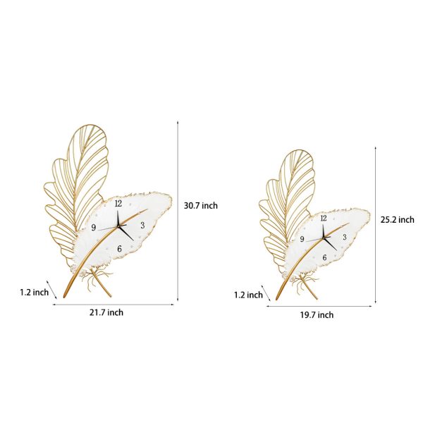 Resin Feather Wall Clock Silent Wall Painting LED Lights Art Decor - Image 5