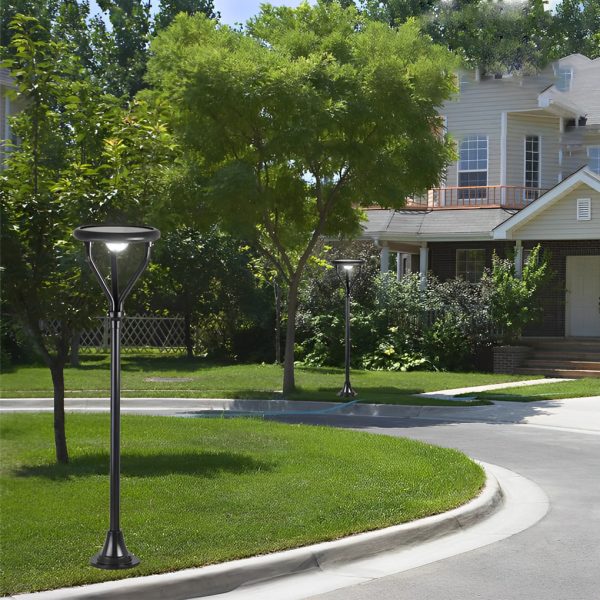 Round LED Waterproof Intelligent Modern Solar Lamp Post Outdoor Light - Image 2