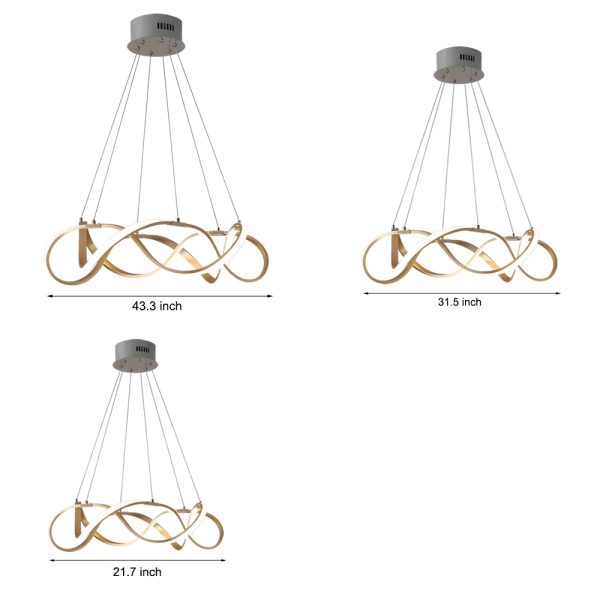 Modern Round Dimmable LED Aluminum Geometric Chandelier - Gold - Image 5