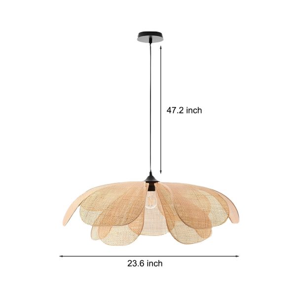 Creative Rattan Flower Petals Three Step Dimming Japanese Style Chandelier - Image 5
