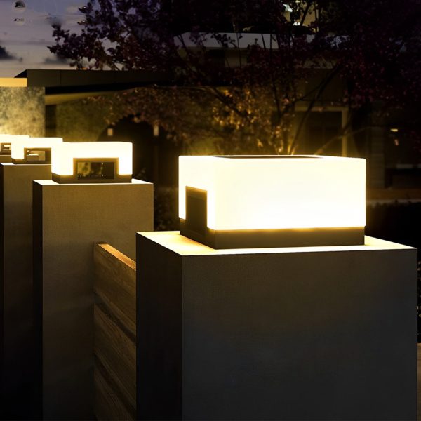 Minimalist Square Waterproof LED Black Modern Solar Post Caps Lights - Image 5