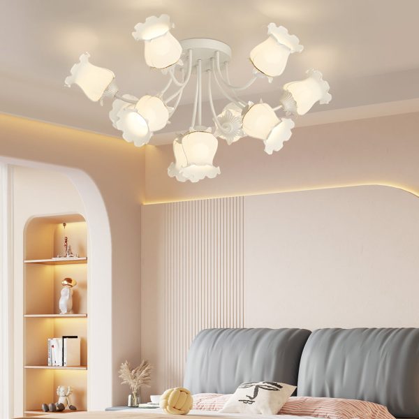 10 White Flowers 3 Step Dimming Creative Modern Ceiling Light Fixture - Image 4