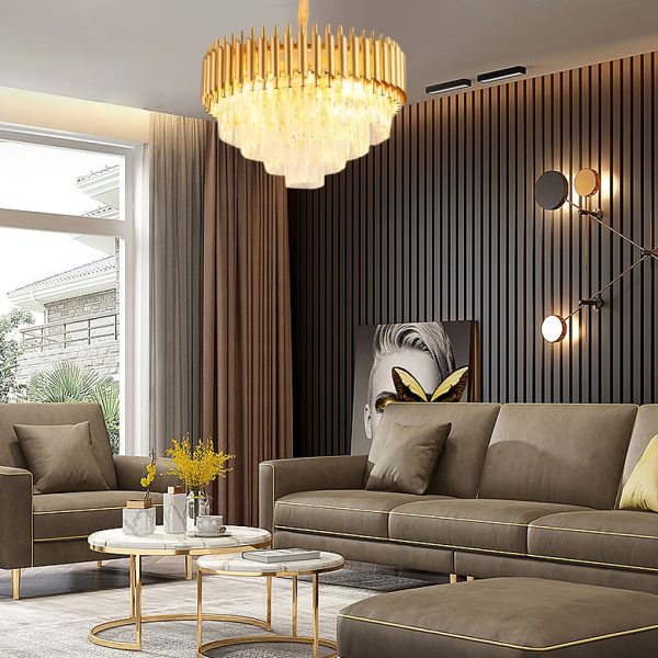 Round Oval Crystal Three Step Dimming Luxury Post-Modern Chandelier - Image 2