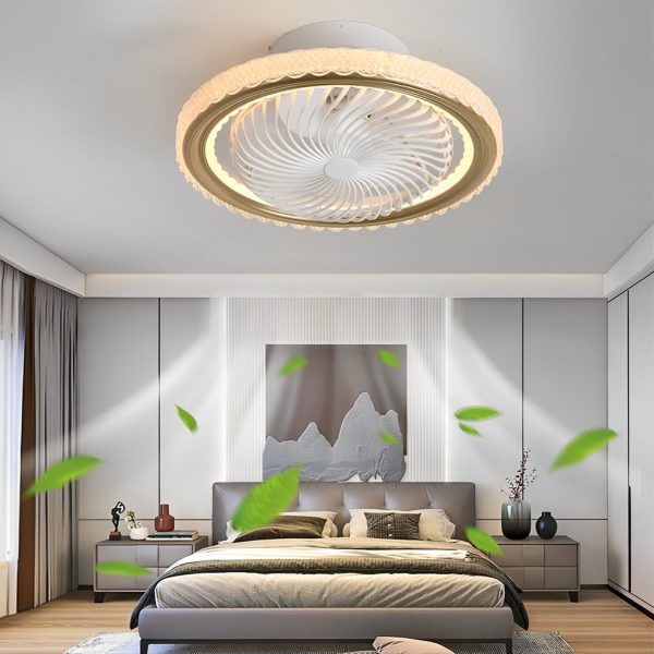 Round Mute Timing LED 3 Step Dimming Adjustable Bladeless Ceiling Fans - Image 4
