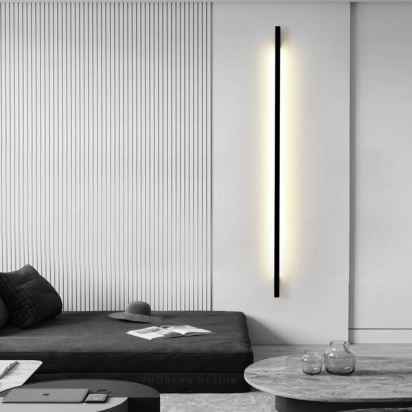 Minimalist Strip Three Step Dimming LED Black Postmodern Wall Lamp - Image 4
