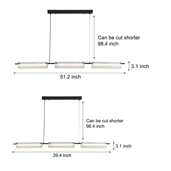 Modern Linear Copper Frosted Glass Long Kitchen Island Light - Image 6