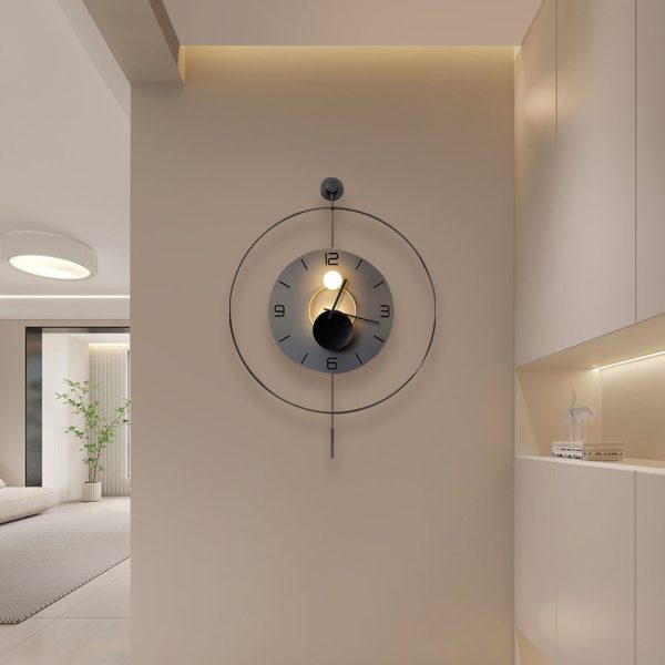Battery Operated Round LED Hanging Metal Wall Clock - Image 4