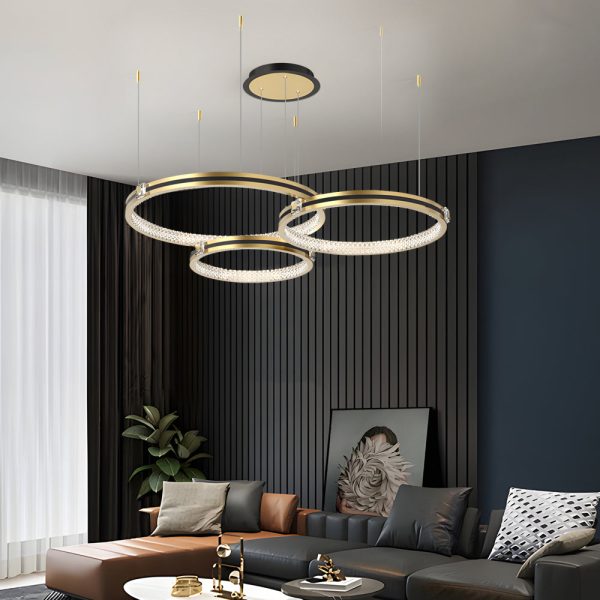 Circular Rings Three Step Dimming Brushed Gold Modern Ceiling Lights Fixture - Image 3