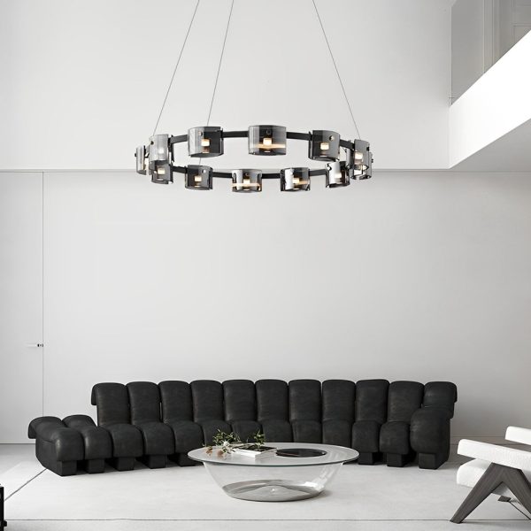 Circle Glass Stepless Dimming LED Brightness Memory Nordic Chandelier - Image 4