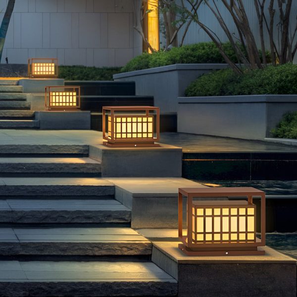 Square LED Waterproof Brown Modern Outdoor Deck Post Lights Pillar Light - Image 4